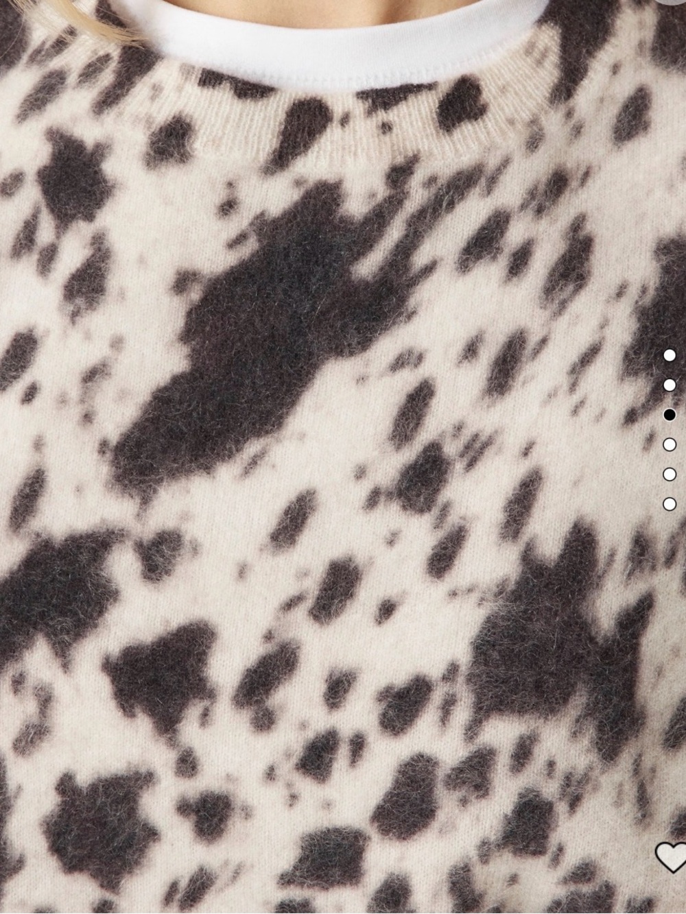 J. Crew Brushed Cashmere Cow-Print Short Sleeve Top - Picture 3 of 6